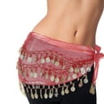 thumbnail image 6 of Uxcell Women's Belly Dance Hip Scarf with Sequins Triangle Wrap Skirts Waist Chain for Party Costume Performance Red, 6 of 7