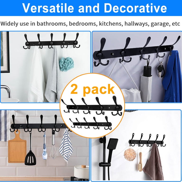 Camkey 2-Pack Wall-Mounted Coat Rack with 5 Tri Hooks photo 7