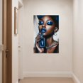 thumbnail image 3 of ZHONGYUTONG Blue African American Wall Art Black Women Art Wall Decor Elegant Woman Canvas Prints Fashion Charm Girl Poster for Female Bedroom Home Framed (12.00" x 18.00"), 3 of 5