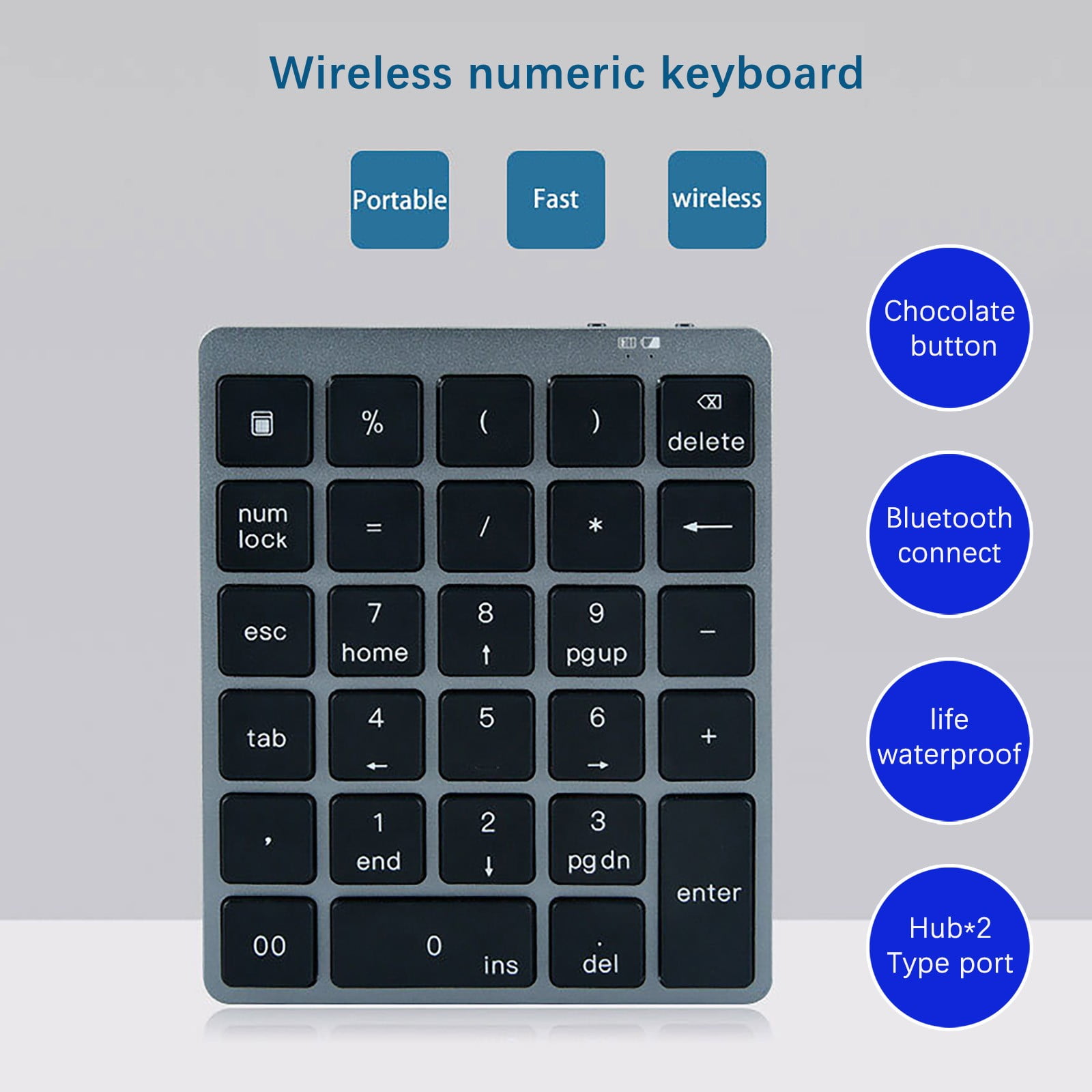 Gaeirt Number Pad X AAA Battery Bluetooth Numeric Keypad,for Windows,for Androd/iOS 
