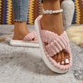 thumbnail image 4 of Mepaouo Platform Slippers for Women Corduroy Crossbands Open Toe Slides Indoor Outdoor House Bedroom Shoes, 4 of 9