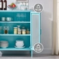 thumbnail image 4 of Storage Cabinet Kitchen Buffet Pantry 40“ Stylish Metal Pantry Cabinet with 2 Mesh Doors, Metal Locker Style Storage Accent Cabinet, Suitable for Office, Dining Room, Living Room, Blue, 4 of 7