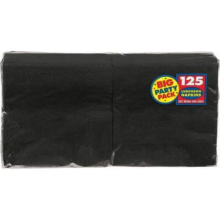 Amscan Big Party Pack Napkins 6.5" x 6.5" Black 4/Pack 125 Per Pack (610013.1) 610013.10