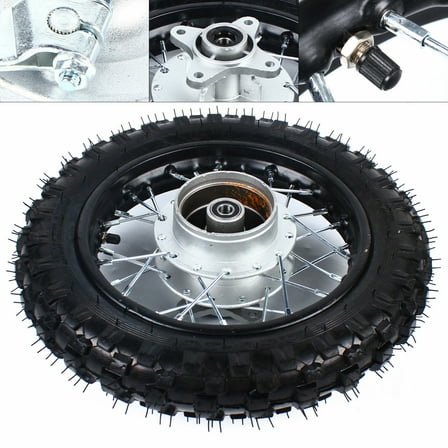 10in Rear Wheel Rim Tire Assembly for PW50 CRF50 TTR50 Dirt Pit Bike 50CC 70CC 110CC