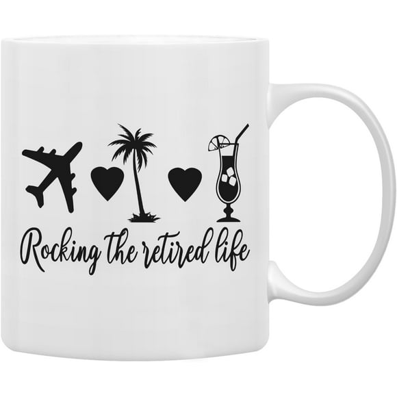 Retirement Gifts for Women Men Coffee Mug, Farewell Gifts for Coworkers Funny Retirement Gifts Coffee Cups Ceramic 11oz, Rocking the Retired Life Best Retirement Tea Cup Gifts For Mom Dad