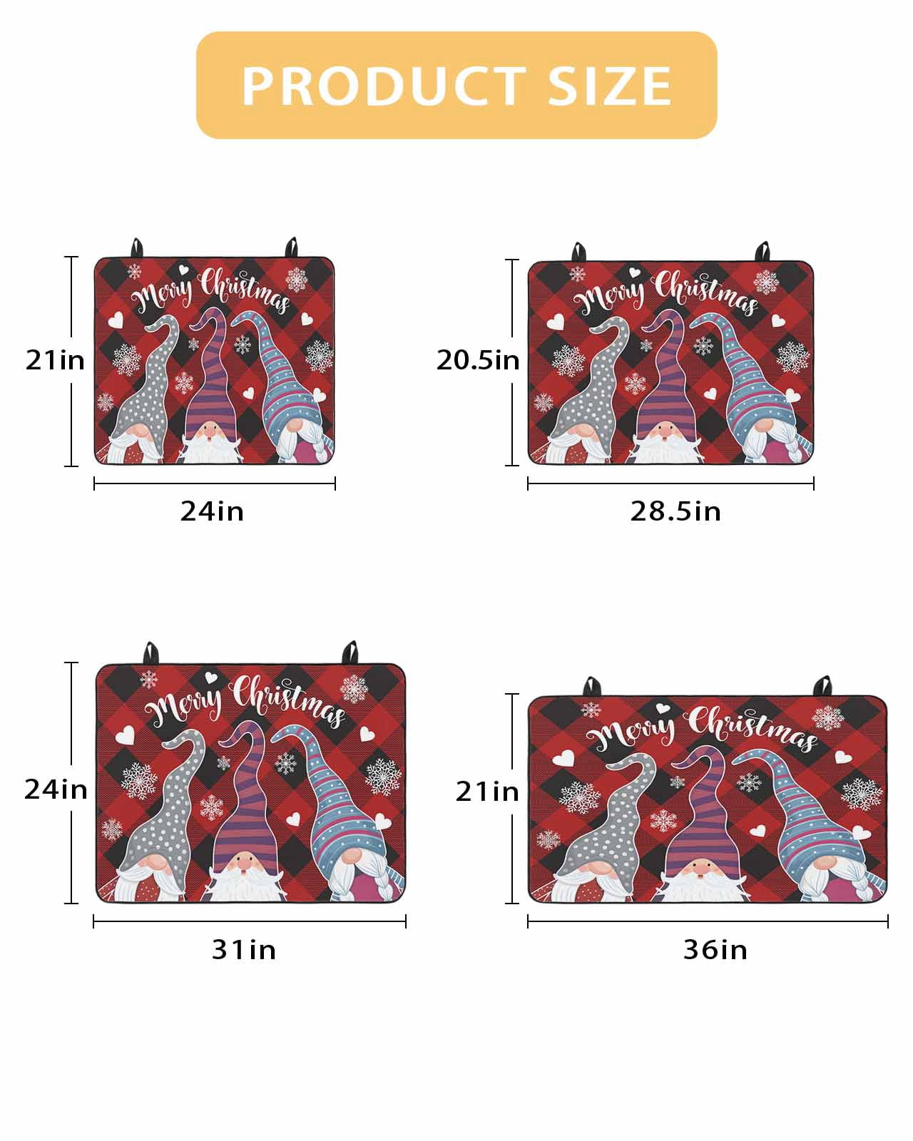 Large Induction Cooktop Protector Mat Christmas Gnomes Stove Top Covers for Electric Stove, Buffalo Plaid Xmas Winter Snowflakes Decorative Stove Burner Cover Mats, Glass Top Stove Cover