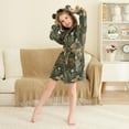 thumbnail image 3 of FORMRS Niños Bathrobe Unisex Hooded Robe Soft Plush Pajamas Sleepwear, Size 7-9T, Brown Floral Rabbits Pattern, 3 of 7
