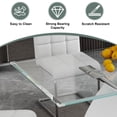 thumbnail image 5 of 5-Piece Glass Dining Table Set, 63" Rectangular Tempered Glass Top, X-Shaped Base, Velvet Cushioned Stainless Steel Frame Dining Chairs, for Living Room, Kitchen, 5 of 7