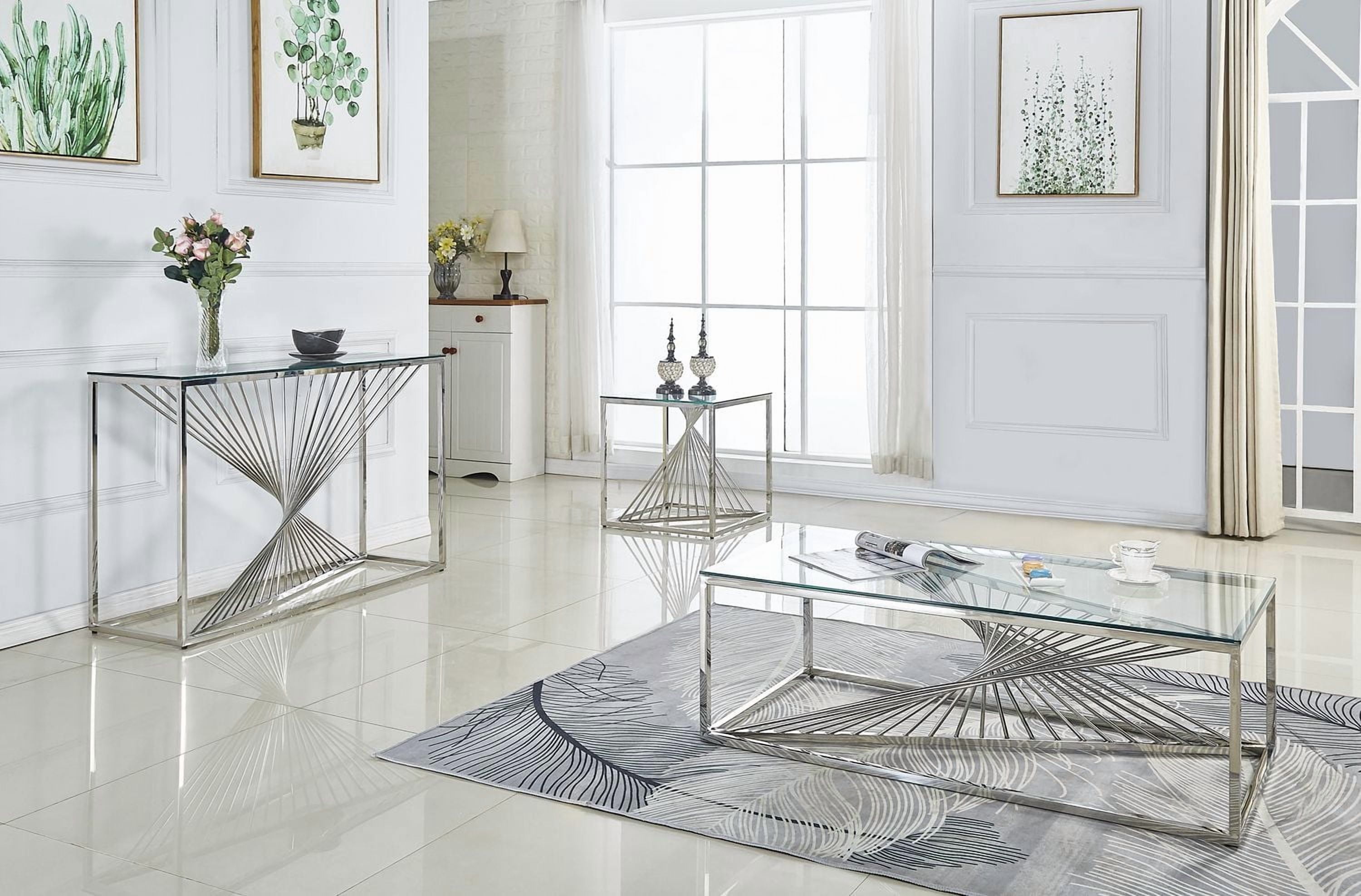 Topline Home Furnishings End Table with Glass Top