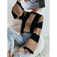 thumbnail image 5 of Oversized Striped Knit Sweater (S, Beige), 5 of 6