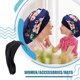 thumbnail image 3 of Impresión Seda Nightcaps Lissom Diseño floral Moda Multicolor Suavidad Headwear Headwrap Turbantes Satin Sleeping Caps Pure negro Inevent AP008220-10, 3 of 6