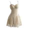 thumbnail image 3 of Huowey Vampire Gothic Dresses Women Halloween Floral Lace Fancy Cosplay Party Gown Spaghetti Strap Eye-Catching Halloween Dress,Khaki,L, 3 of 4
