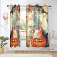 thumbnail image 5 of Fire Red Guitar Semi Sheer Curtains for Living Room Bedroom Set of 2 Insulated Window Drapes, 5 of 6