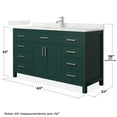 thumbnail image 4 of Beckett 60" Green Single Vanity & Giotto Quartz Top (1-Hole) & Nickel Trim, 4 of 5