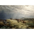 thumbnail image 2 of Peter Nicolai Arbo 24x18 Gold Ornate Framed and Double Matted Museum Art Print Titled - Horses in the Mountains (1889), 2 of 4