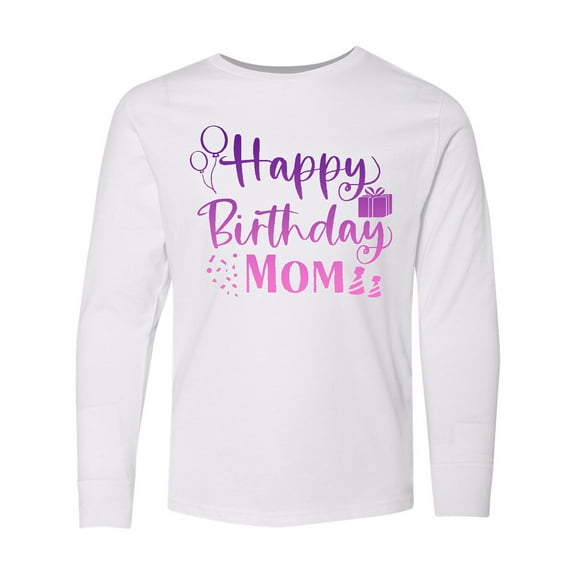 Inktastic Purple Happy Birthday Mom Long Sleeve Youth T-Shirt