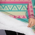 thumbnail image 3 of Oversized Wearable Blanket Hoodie,Pink and Blue Triangle Pattern Sherpa Blanket Hoodie with Super Pockets,Super Warm Fuzzy Pullover for Women & Men, 3 of 6