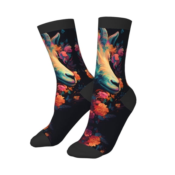 Kids Girls Boys Socks - Colorful Flower Goat Comfort Breathable Crew Socks for Boys Girls Kids, Soft Athletic Running Socks for Boys Socks 6-10 Years Old