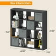 thumbnail image 2 of Bookshelf with Storage Bins, 16-Cube Storage Organizer with Back Panels, Modern Wood Open Bookcase, Multifunctional Display Shelf for Living Room, Bedroom, Home Office, Black, 2 of 6