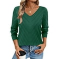 thumbnail image 5 of FDGIU Women's Lightweight V-Neck Sweater‌ - Long Sleeve Knit Pullover Tops, Loose Fit Crochet Casual Tunic for Fall 2025, 5 of 7