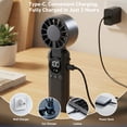 thumbnail image 4 of Portable Handheld Fan, 5000mAh Rechargeable Mini Personal USB Fan with LED Display & Foldable Design, 199-Speed Powerful Battery Operated Travel Fan for Women, Outdoor, Office White, 4 of 7