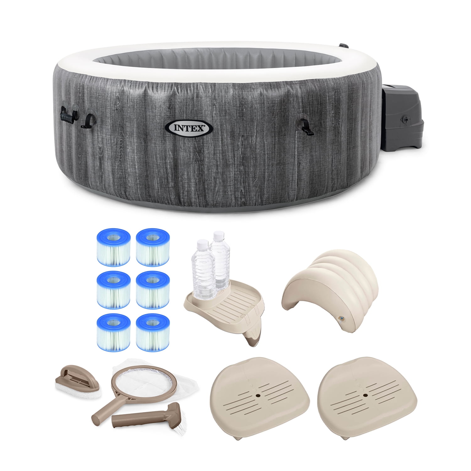 Intex 28439E Greywood Deluxe 4 Person Inflatable Hot Tub Bubble Jet Spa