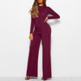 thumbnail image 4 of Riforla Jumpsuits for Women Casual Jumpsuits Loose Fit Belted Dressy Long Sleeve Crewneck Autumn Jumpsuit Long Wide Legs Formal Rompers Women's Jumpsuit L, 4 of 8