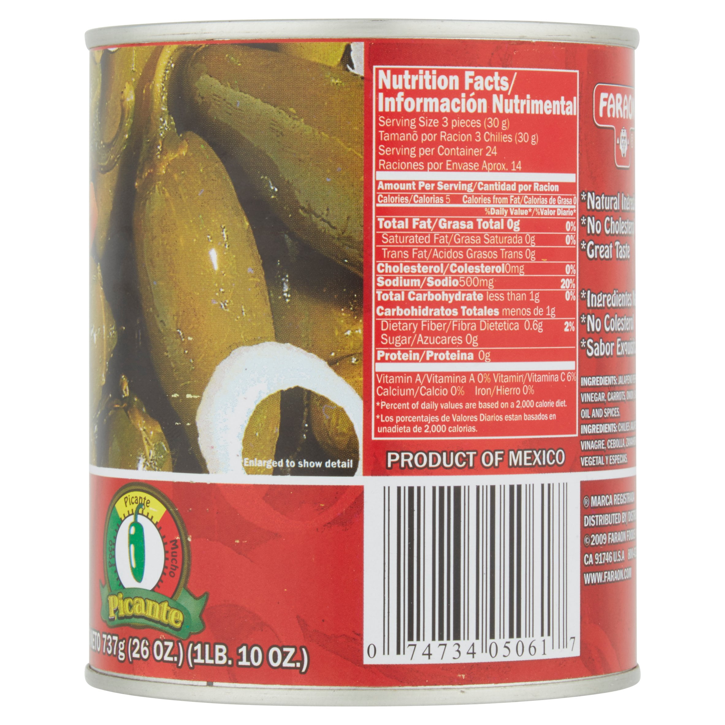 Faraon Green Pickled Jalapeo Peppers, 26 Oz