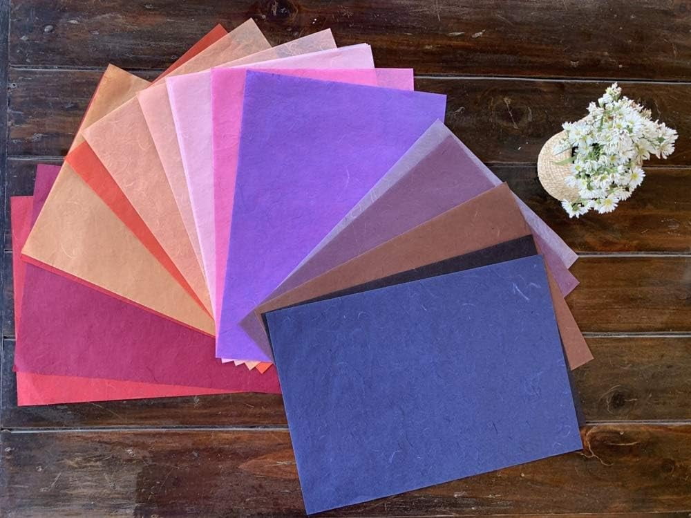 50 Sheets Mixed Colors A4 Thin Natural Fiber Mulberry Paper Sheets Art Tissue Washi Paper Design Craft Art Origami Suppliers Card Making DIY Craft