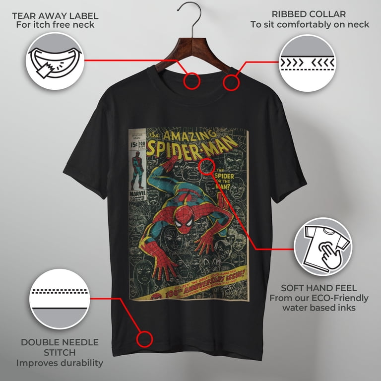 Men's Marvel Spider-Man Comic Book Anniversary Graphic Tee Black X