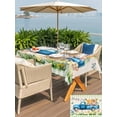 thumbnail image 4 of Outdoor Tablecloth with Umbrella Hole and Zipper, Green Plaid Easter Rectangle Table Cloth 60x102 Inch Waterproof Tablecloth, Blue Truck Spring Floral Bunny Rustic Picnic Table Cover for Patio, 4 of 7