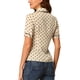 thumbnail image 3 of BLUSA DE LUNARES PARA MUJER INSPIRE CHIC CON CUELLO PETER PAN Y MANGA ABULLONADA TAMAÑO 2XL BEIGE, 3 of 7