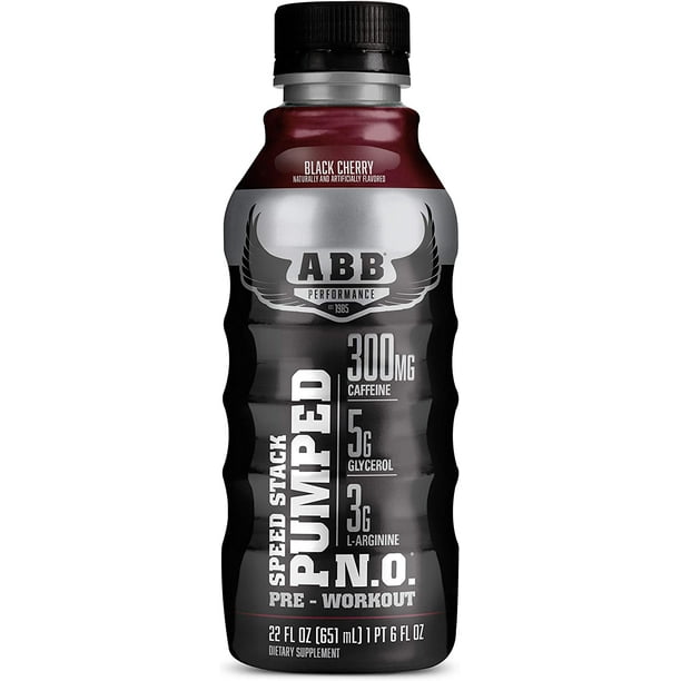 Abb Speed Stack Pumped N O Pre Workout Energy Drink Nitric Oxide Original Formula High Caffeine Zero Sugar 22oz Bottle Black Cherry 6 Bottles Walmart Com