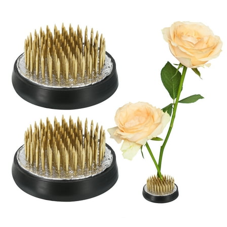 Uxcell 2Pcs Flower Frog, Round Brass Floral Frogs, Flower Arranger Fixed Tool(Gold, 0.8")