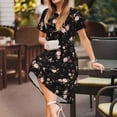 thumbnail image 3 of Rocae Flowers for Dresses Summer Casual Ruffle Short Sleeve Cute Crew Neck Flowy Dress with Pockets, 3 of 6