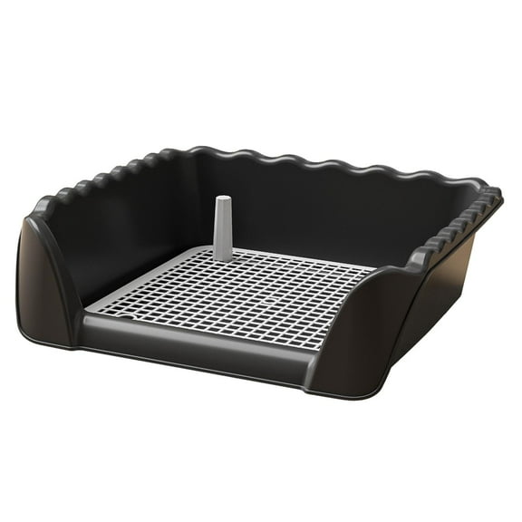 TOOYFUL Dog Toilet with Removable Post Compact Pet Litter Pan Portable Easily Clean Potty Trainer Training Potty Tray for Rabbit Indoor Puppy Black