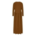 thumbnail image 5 of Kmdttou Ladies' Casual Loose Solid Color Round Neck Long Dresslong Sleeved Round Neck And Ankle Dress,Chic Day Dresses for Ladies Summer Wear, 5 of 8