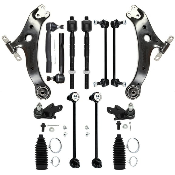 SCITOO 14pcs Suspension Kit Front Lower Control Arm Lower Ball Joint Outer Inner Tie Rod End w/ Boot Sway Bar End Link Replacement For 2007-2011 For Toyota Camry