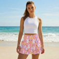 thumbnail image 4 of SEANATIVE Women Tennis Skort with 2 Inner Pockets Stretch Pleated Tennis Skirts High Waist Casual Golf Workout Pickleball Skirt with Built-in Shorts, L, Bunny Easter Egg Carrot Flower Pink, 4 of 7