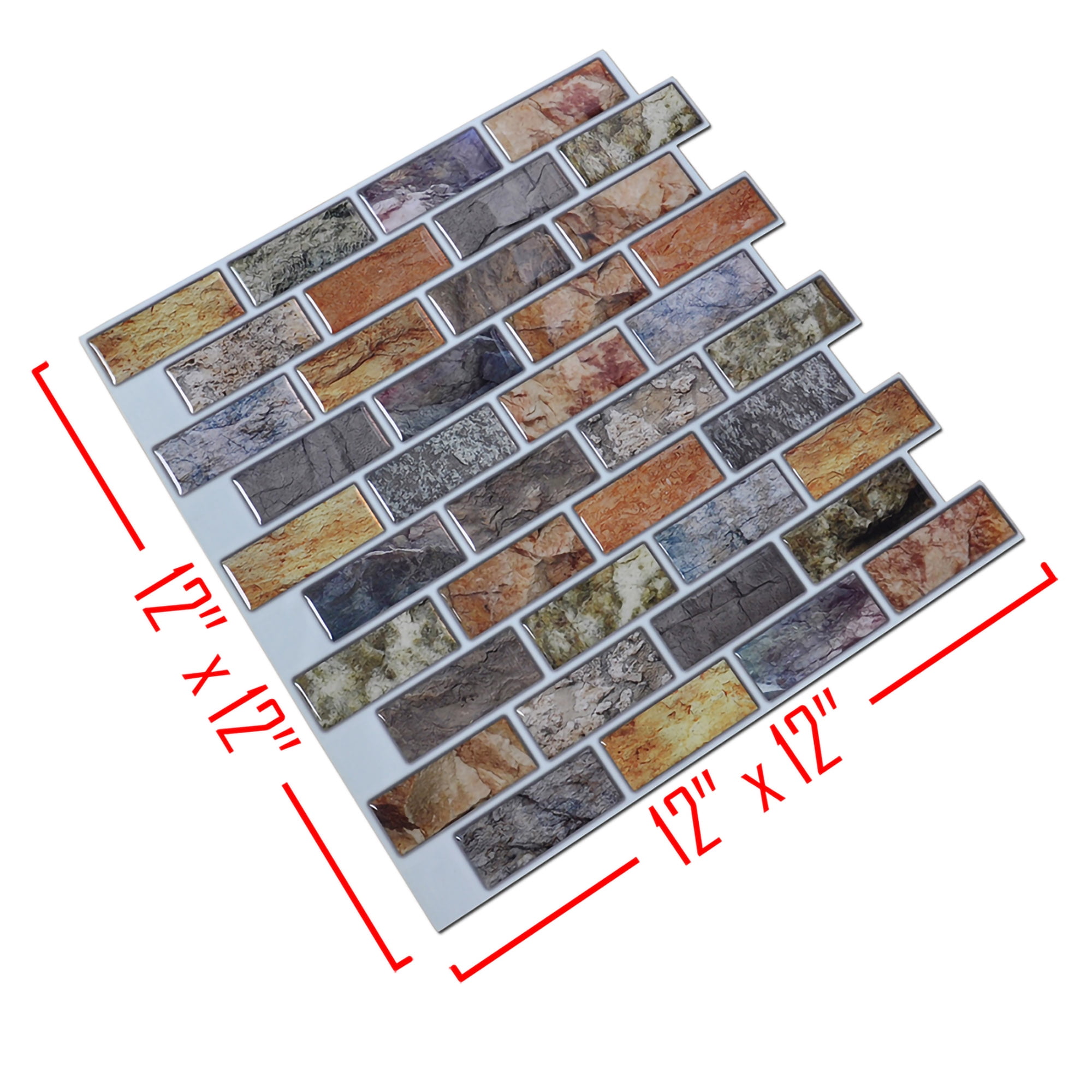 Art3d Amber Mix Peel and Stick Backsplash Tile  Kitchen Wall Tile 12 in. x 12 in. (10-Pack)