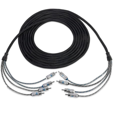NVX XIX45 Car Audio RCA Audio Interconnect Cable 16 ft OFC 4-Channel Double Twisted RCA Cable