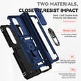 thumbnail image 3 of for Galaxy Z Fold 4 Case, Soft TPU & Hard PC Anti-scratch Sliding Cover Full Protection Ring Stand Rotating Kickstand Holder Magnetic Shockproof Phone Case Cover for Samsung Z Fold 4 5G,Blue, 3 of 9