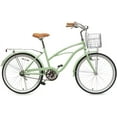 thumbnail image 3 of ACEGER 24 inch woman cruiser bike single speed bicycle with rattan basket and rear rack, Green, 3 of 7