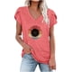 thumbnail image 1 of Blusa informal con estampado de manga corta y cuello en V de verano para mujer con estilo OAVQHLG3B Store  lin121212, 1 of 4