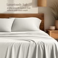 thumbnail image 3 of Bare Home Bamboo Sheet Set - Made from Rayon Fibers - Deep Pockets - 3 Piece - Twin XL, Cream, 3 of 8