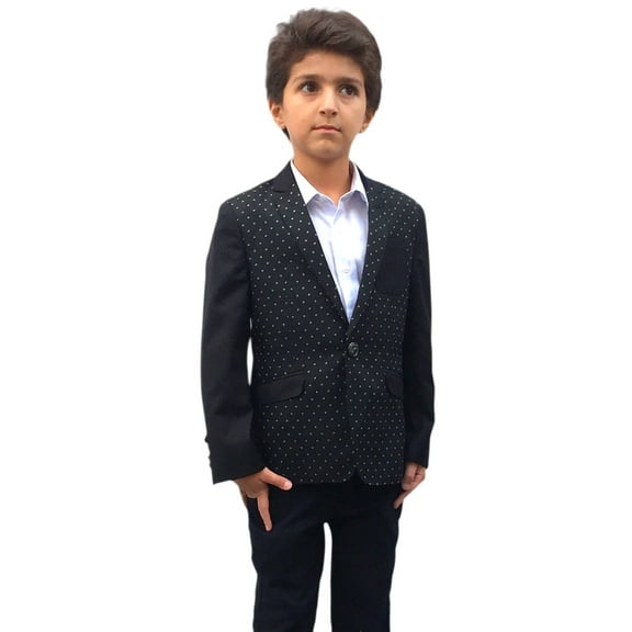 Elie Balleh Boy's Black Diamond Dot Blazer Jacket