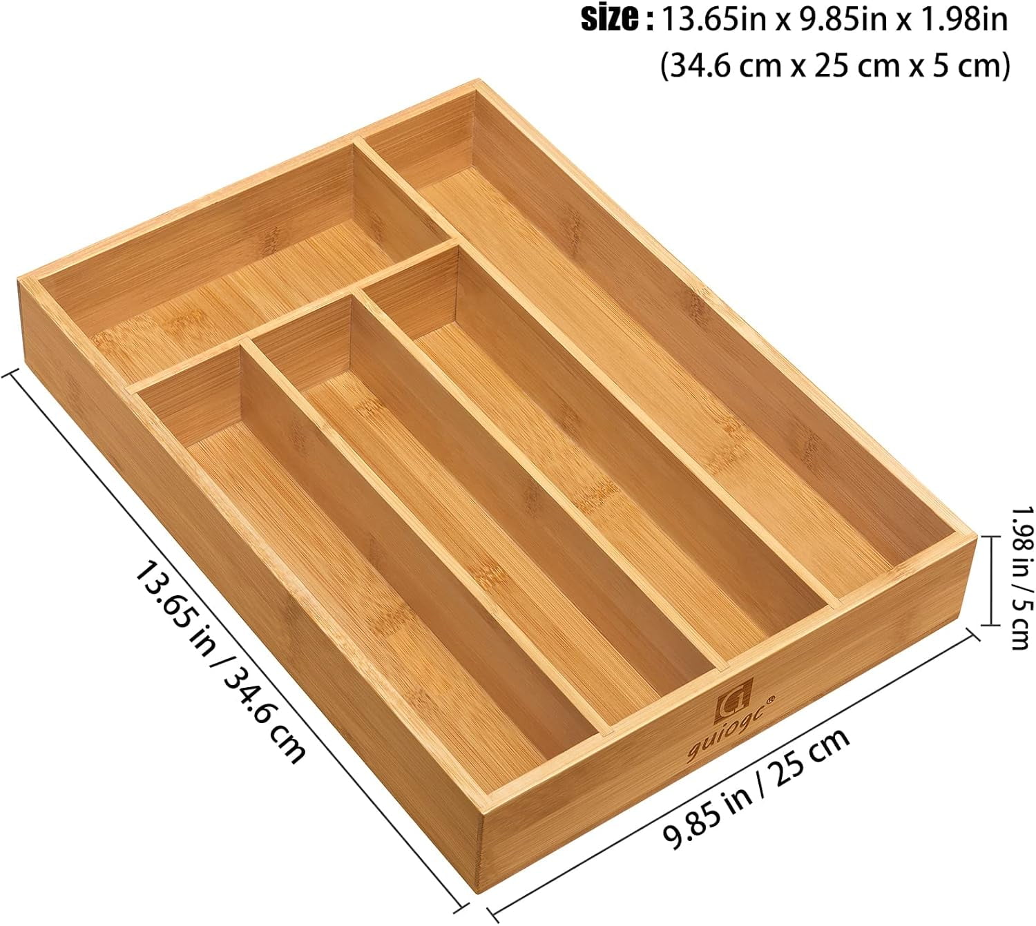 AP Kitchen Bamboo Silverware Drawer Organizer，Silverware Organizer and Cutlery Tray with Grooved Drawer Dividers for Silverware, Knives in Kitchen, Bedroom (5 Slot-Natural)