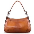 thumbnail image 1 of Bolso de hombro S-ZONE Hobo de piel auténtica para mujer, color marrón, 1 of 7