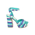 thumbnail image 2 of New Women Dolce Vita Gavvin Striped Leather Peep Toe Platform Block Heel Sandal, 2 of 6