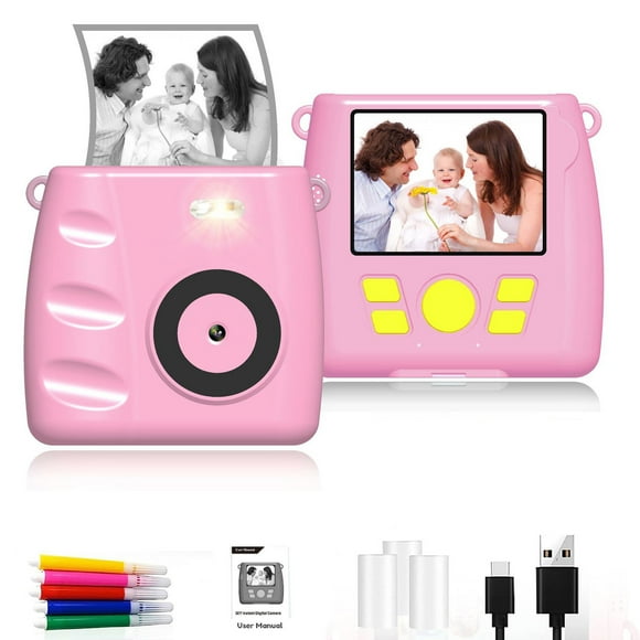 HOARBOEG Mini Print Portable Thermal Camera Instant Photo Printer with 4 Inch HD Screen Autofocus Dual Cameras and 5ml Color Pen for Kids Adults